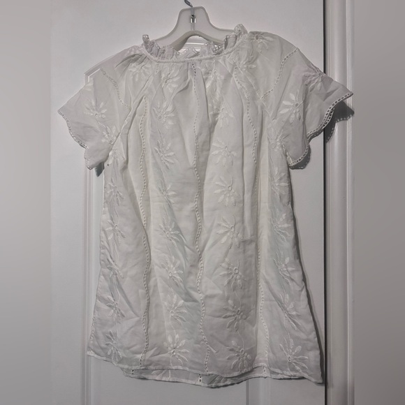 Talbots White Embroidered Short‑Sleeve Peasant Blouse XS 100% cotton - Picture 5 of 5